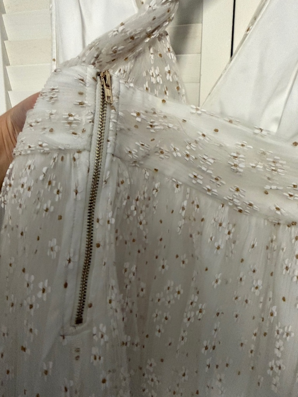 White V-Neck Sequin Embellished Women’s Dress - Picture 6 of 6